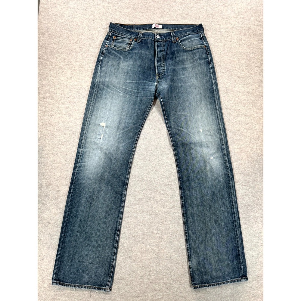 Levi's 501 Original Fit Straight Jeans Mens 36x36 Blue Denim Button Fly Casual